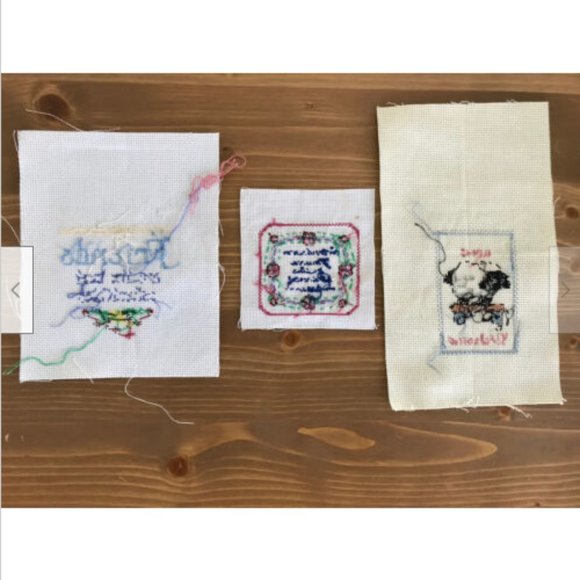 3 Completed Cross Stitch Embroidery FRIENDSHIP Sayings Ewe's Welcome - Picture 5 of 5